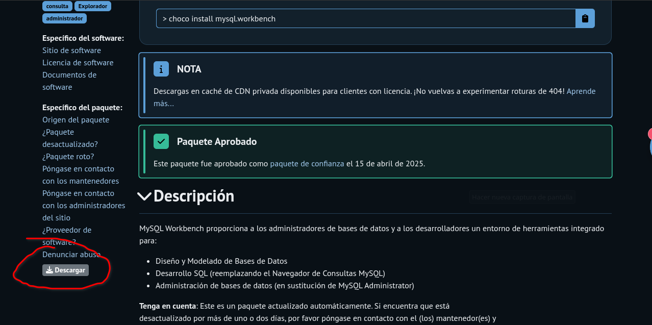 Descargar paquetes .nupkg